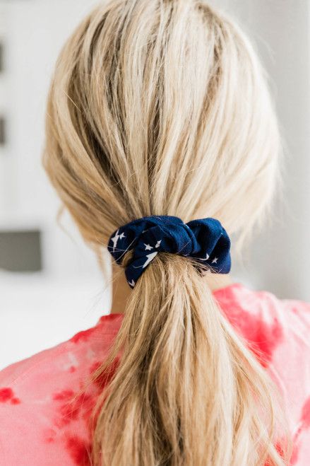 A Starry Night Navy Star Scrunchie | The Pink Lily Boutique