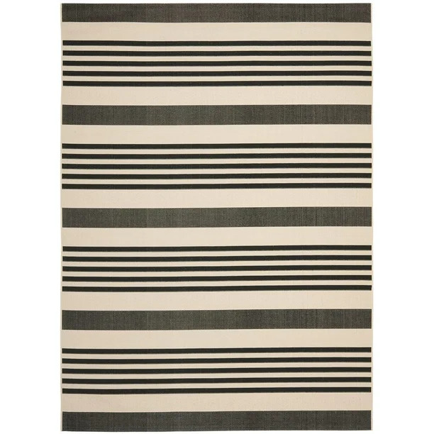 SAFAVIEH Courtyard Caroline Striped Indoor/Outdoor Area Rug, 8' x 10', Black/Bone | Walmart (US)