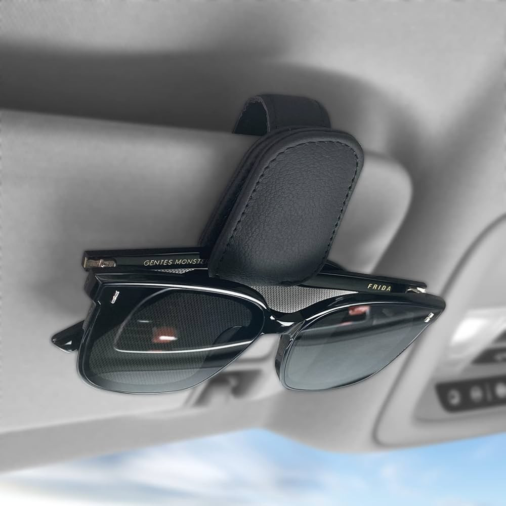 Sunglass Holder for Car Visor, Magnetic Leather Eyeglass Hanger Clip for Car, Car Visor Accessori... | Amazon (US)