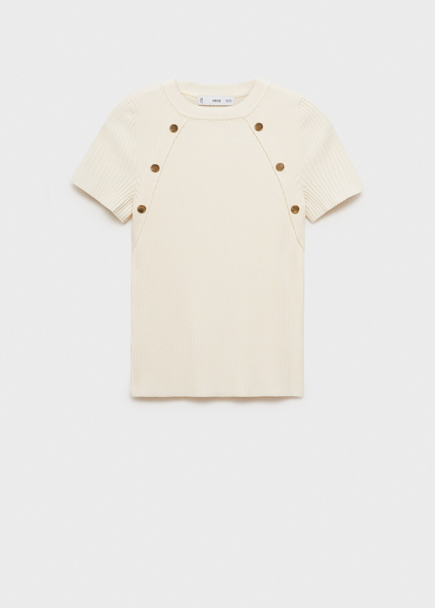 Short-sleeved ribbed sweater with buttons - Women | MANGO USA | MANGO (US)