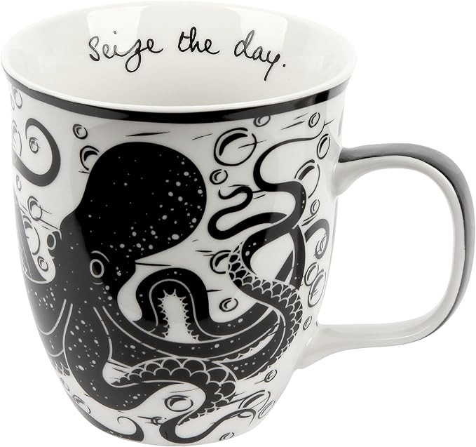 Karma Gifts 16 oz Black and White Boho Mug Octopus - Cute Coffee and Tea Mug - Ceramic Coffee Mug... | Amazon (US)