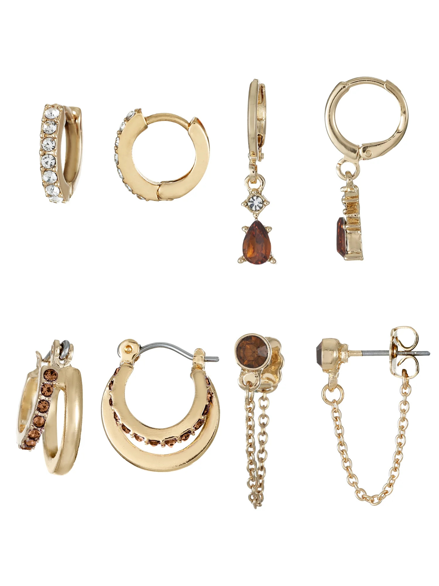 Time and Tru Goldtone Hoop and Dangle "November" Earring Set, 4 Pairs - Walmart.com | Walmart (US)