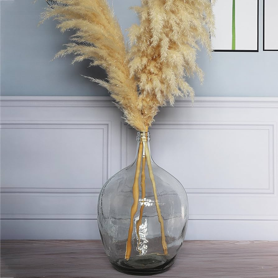 21" Extra Large Floor Glass Vase for Tall Pampas Grass - Table Home Decor, Transparent Clear Glas... | Amazon (US)