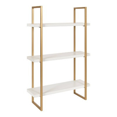 20" x 30" Leigh Wood and Metal Wall Shelf White/Gold - Kate & Laurel All Things Decor | Target