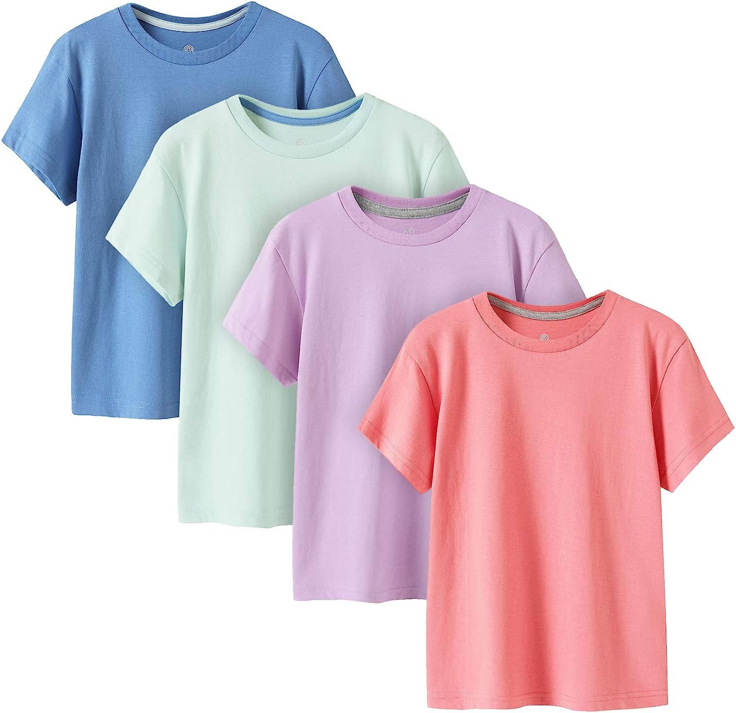 LAPASA Kids T-Shirts Short Sleeve (4 Pack) 100% Cotton Plain Top Tees Boy & Girl Unisex Toddler C... | Amazon (US)