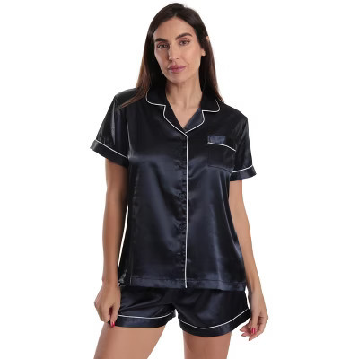 Just Love Women's Comfy Short Pajama Set – Perfect for Relaxing & Sleeping (Satin Navy, X-Large) | Target