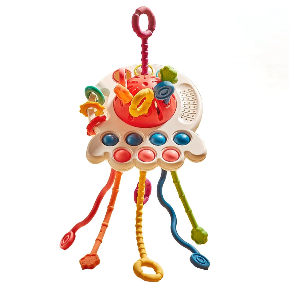 Montessori Sensory Toys,Montessori Toys,CAUTUM 4 in 1 Pull String Baby Silicone Travel Toy for To... | Walmart (US)