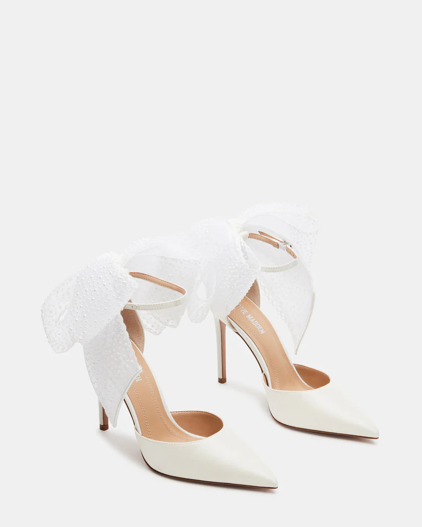TIMELESS Ivory Satin Tulle Bow Bridal Pump | Steve Madden (US)