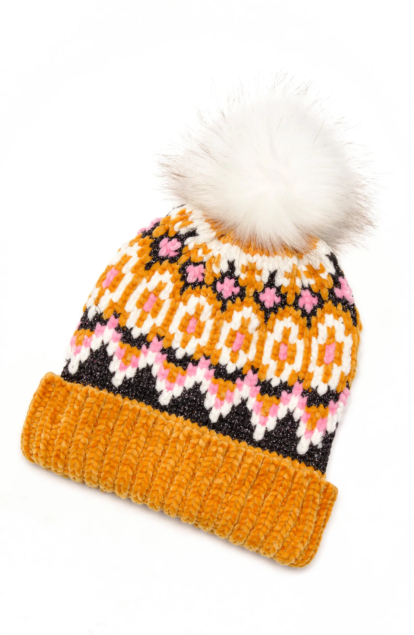 Chalet Fair Isle Faux Fur Pompom Hat | Nordstrom