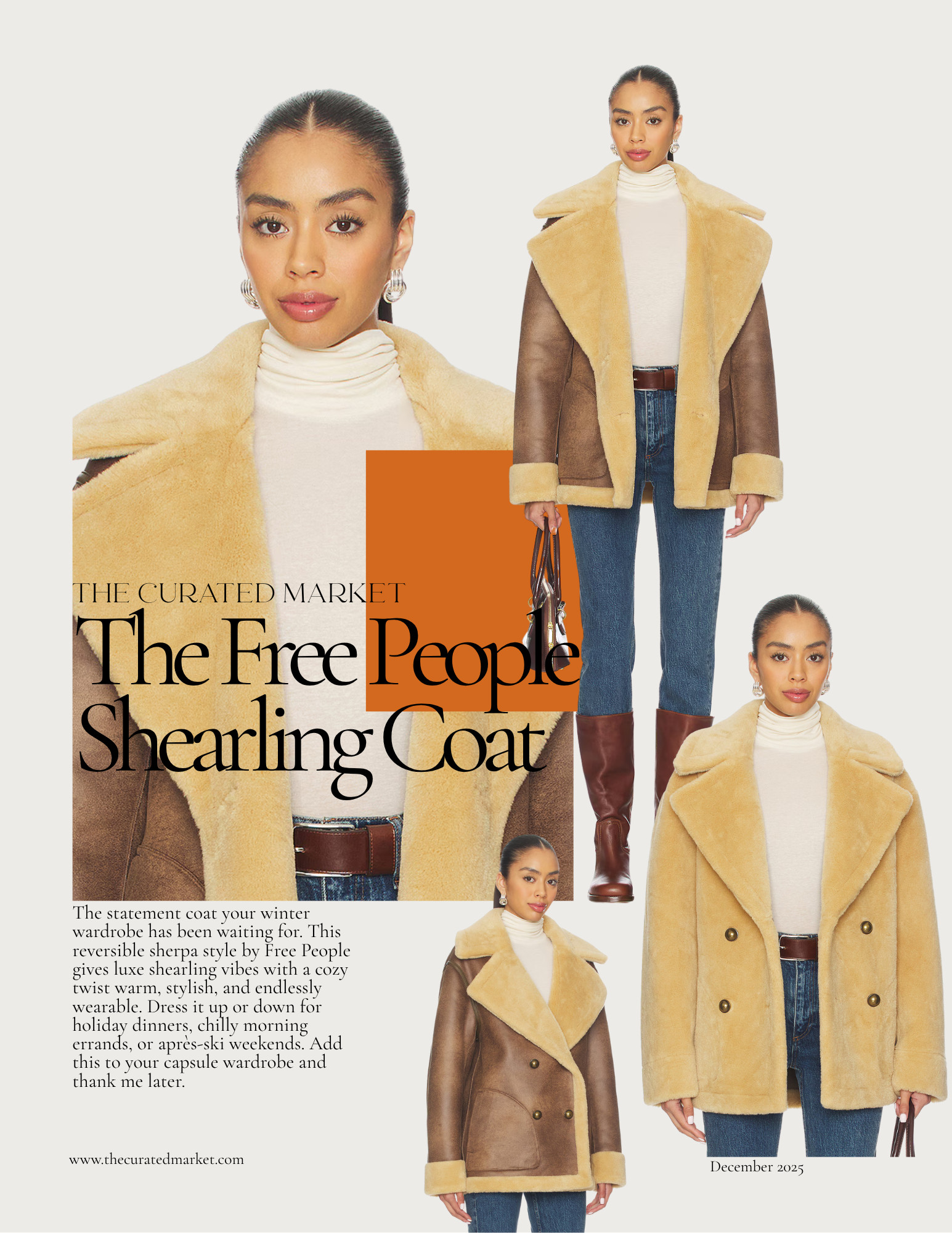 This Free People reversible sherpa jacket is the kind of winter coat you'll wear year after year. Love the oversized collar, structured shoulders, and that neutral tan + cream combo that elevates every outfit. 

Perfect for layering over jeans, turtlenecks, and boots this season. and its a  top rated winter coat for the fashion lover in your life, great for gifting or keeping warm this season.

I am taking this on my cabin trip this month. I am 5'5" 175 pounds and I ordered a large! I read that it runs true to size.

🧥❄️ #HolidayStyle #WinterLookbook

 #WinterStyle #HolidayOutfits #CoatSeason
Pinterest Trending Keywords Included:
Winter coat outfits
Capsule wardrobe winter
Holiday outfit ideas 2025
Christmas dinner outfit
Cozy winter aesthetic
Reversible jacket
Shearling coat for women
Street style winter looks
Winter fashion 2025
 

 #LTKGiftGuide #LTKOver40 #LTKStyleTip