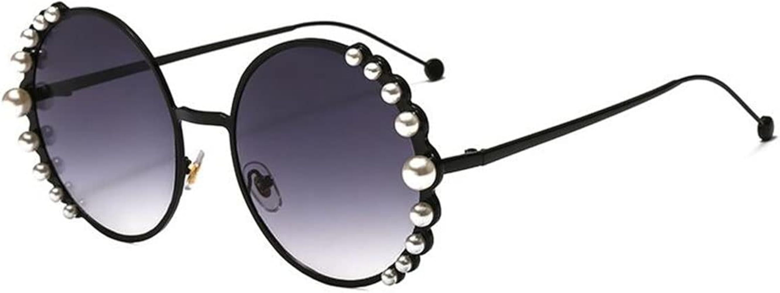 WIIPU Luxury Pearl Sunglasses Women Fashion Metal Frame Round Sunglasses #2525 | Amazon (US)