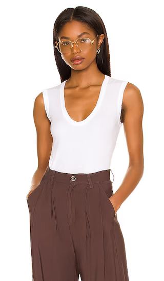 Velvet by Graham & Spencer Estina Gauzy Whisper Scoop Neck Tank in White | Revolve Clothing