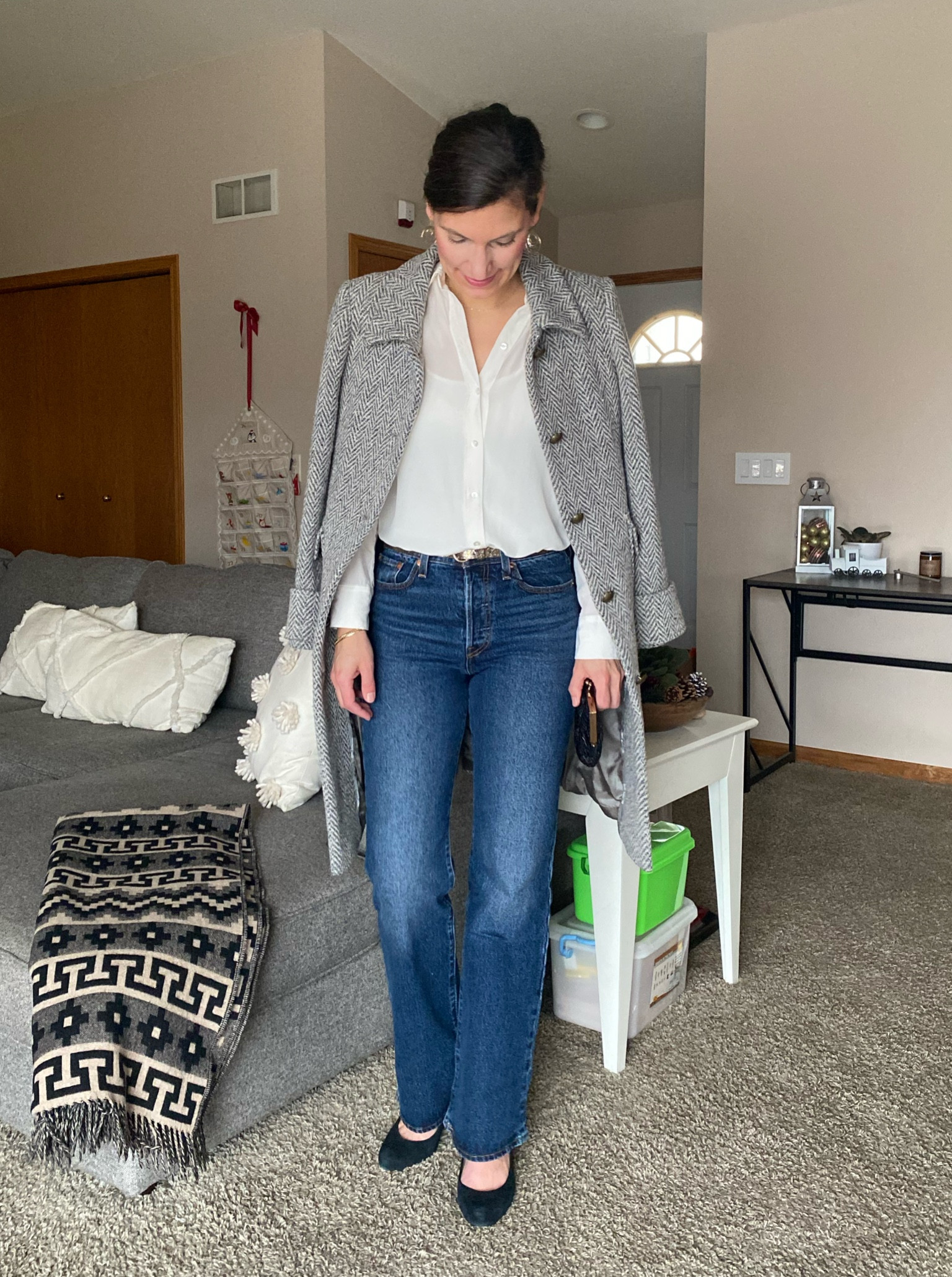 Holiday outfit - shop your closet. Choose a fancier blouse, darker jeans, add a fun belt and heels. 

#LTKHoliday #LTKGiftGuide #LTKSaleAlert