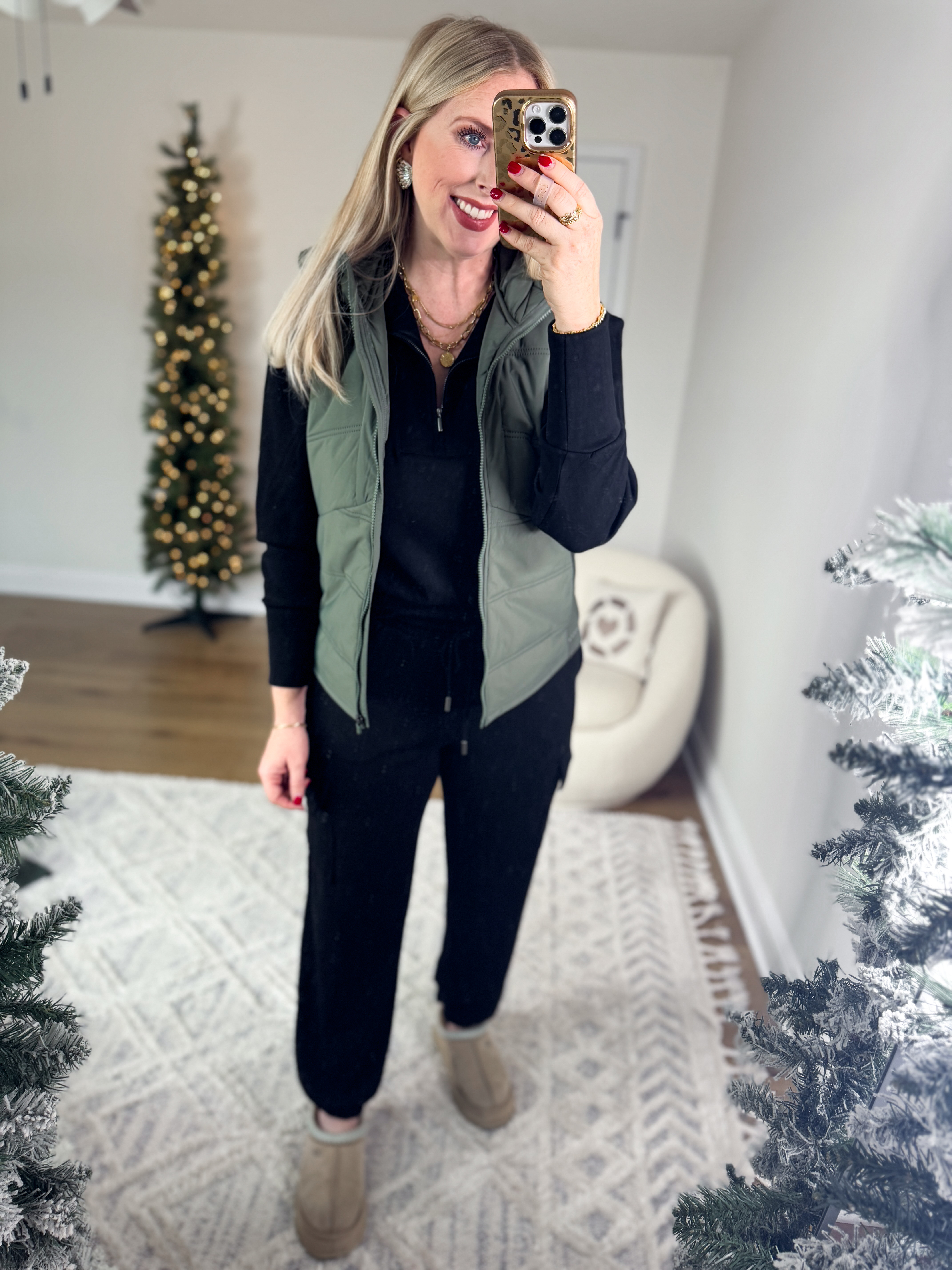 Weekend Walmart Wins try on 
Scuba half zip- medium 
Scuba cargo joggers- medium 
***if between sizes in this scuba set, go down!!
Vest- medium 

#LTKSeasonal #LTKFindsUnder50 #LTKSaleAlert