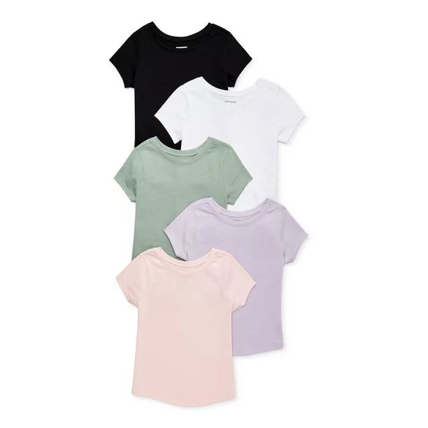 Garanamials Baby and Toddler Girl Short Sleeve Tee, 5-Pack, Sizes 12M-5T | Walmart (US)
