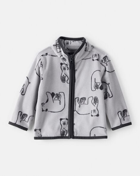 Toddler Boy Polar Bear Microfleece Zip-Up Jacket - Grey | Carter's Inc