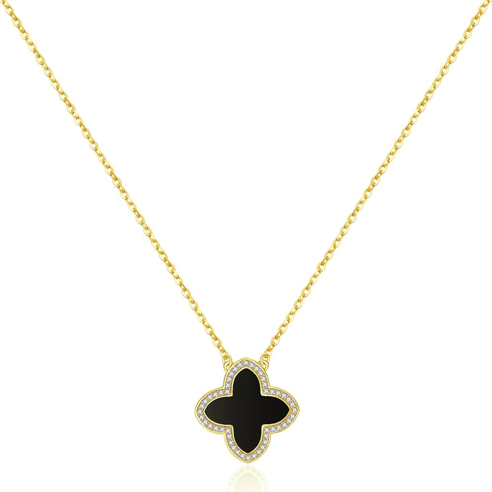 AMIREUX Dainty Lucky Clover Necklace 14K Gold Plated Four Leaf Clover Necklace for Women, Simple ... | Amazon (US)