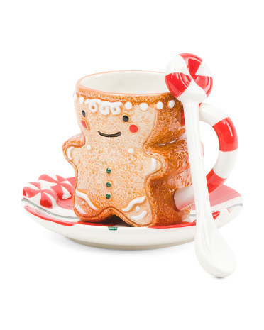 3pc Gingerbread Cup And Saucer Set | TJ Maxx