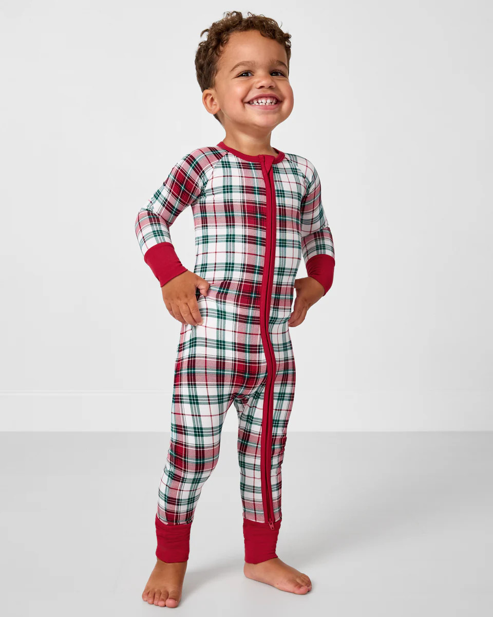 Holly Plaid Zippy | Little Sleepies