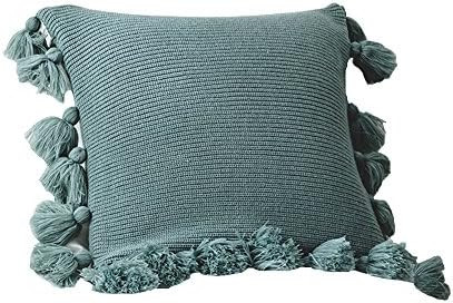 DOKOT Knit Boho Throw Pillow Covers, Woven Decorative Fringe Throw Pillow with Pom Poms Tassels, ... | Amazon (US)