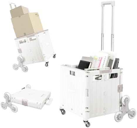 Nedcart Rolling Crate with Stair Climbing Wheels, Foldable Utility Cart with Detachable Lid & Tel... | Amazon (US)