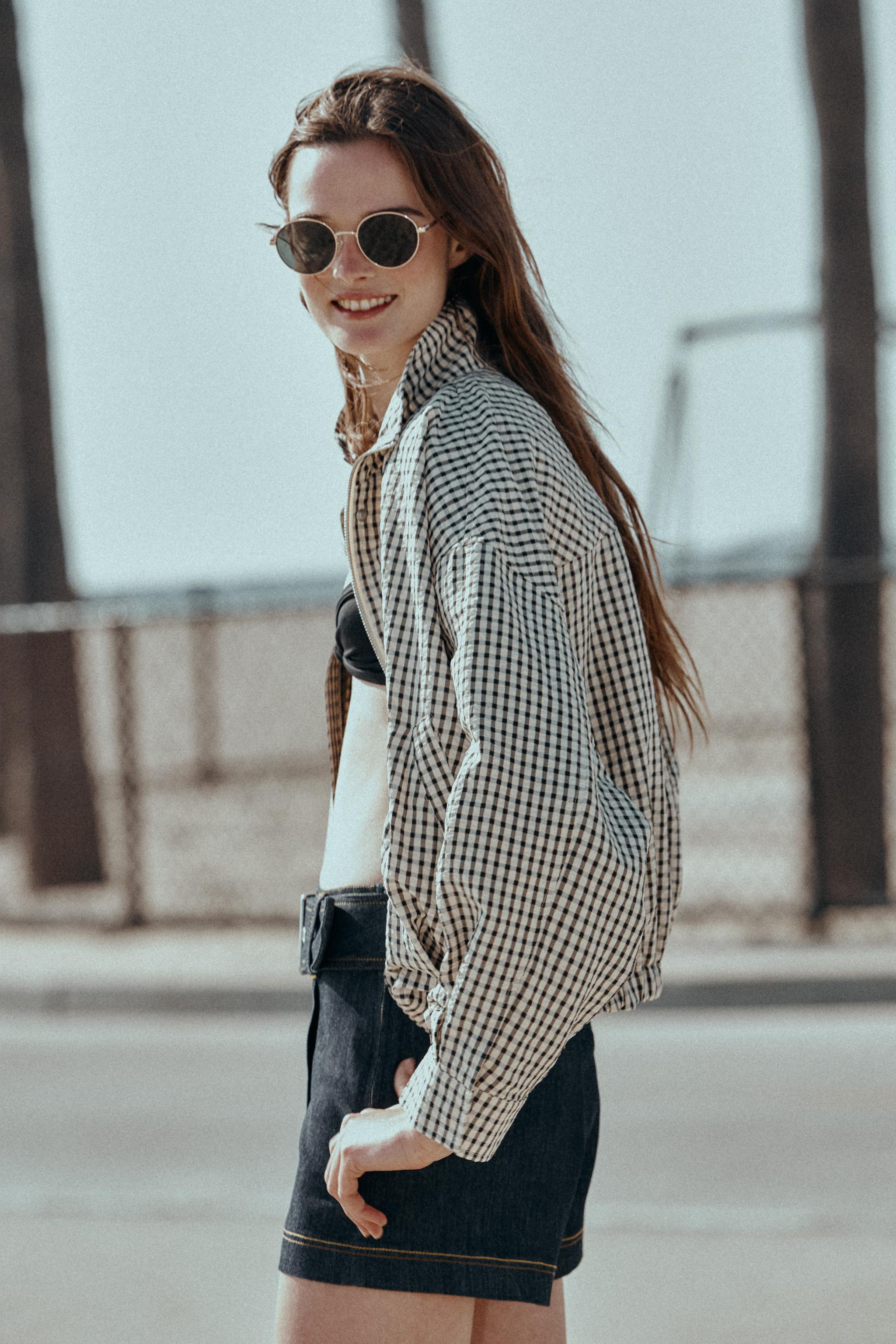CHECK BOMBER JACKET | Zara UK