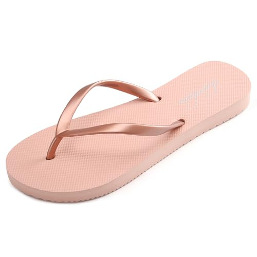 shevalues Slim Flip Flops for Women Beach Rubber Shower Shoes Basic Thong Sandals, Rose Pink, 42, (Size 11) | Amazon (US)