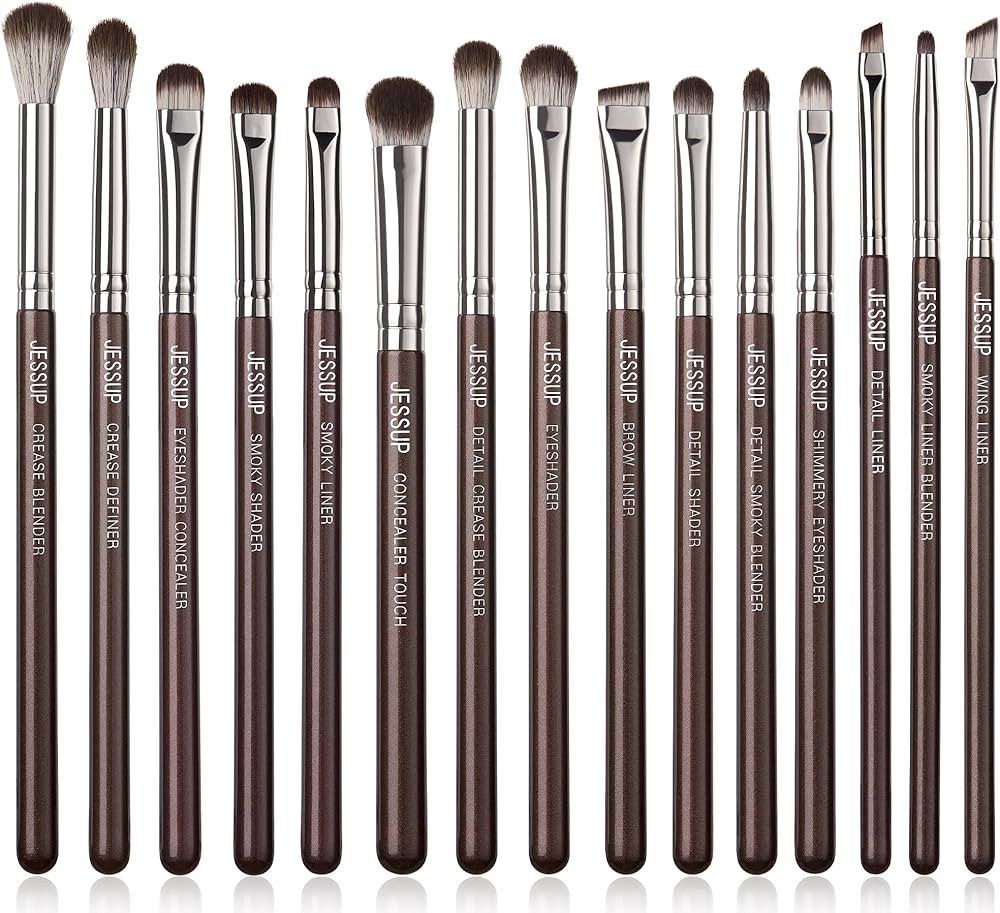 Jessup Eye Makeup Brushes Set Professional 15pcs Brown Eyeshadow Brush Eyebrow Concealer Eyeliner... | Amazon (US)