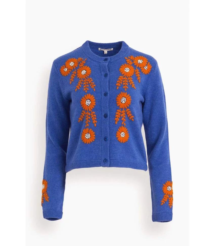 Alex Mill Becca Embroidery Sweater in Blue Combo - ShopBAZAAR | Shop BAZAAR