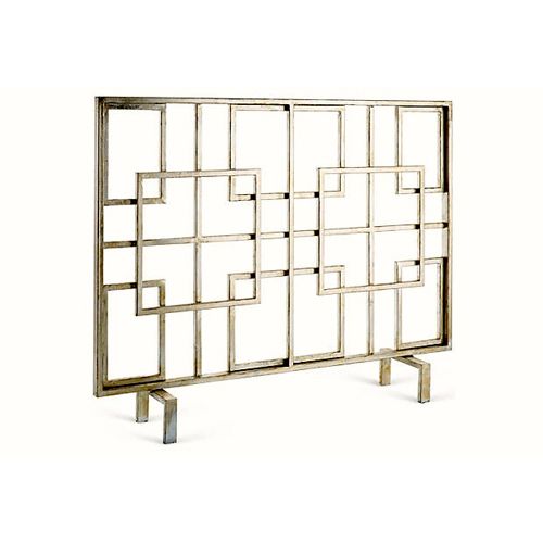 Antique Silver Square Fireplace Screen | Bellacor