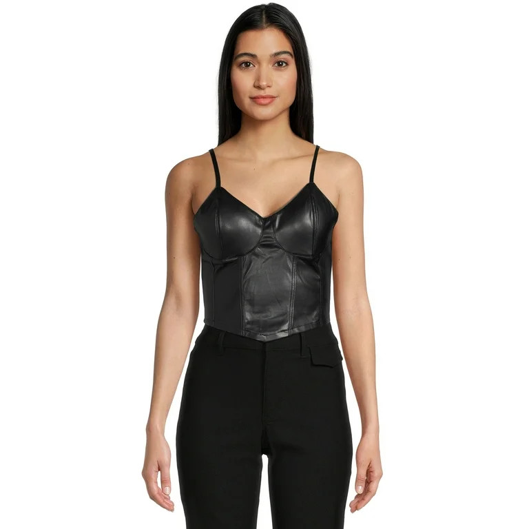 Madden NYC Juniors' Faux Leather Bustier Top | Walmart (US)