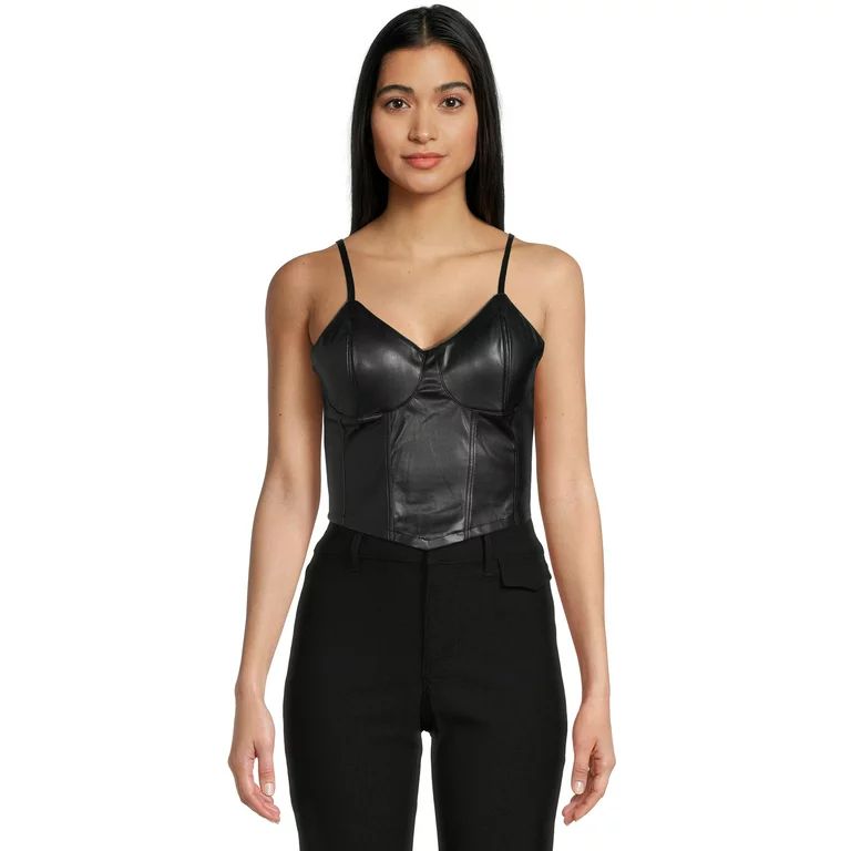 Madden NYC Juniors' Faux Leather Bustier Top - Walmart.com | Walmart (US)