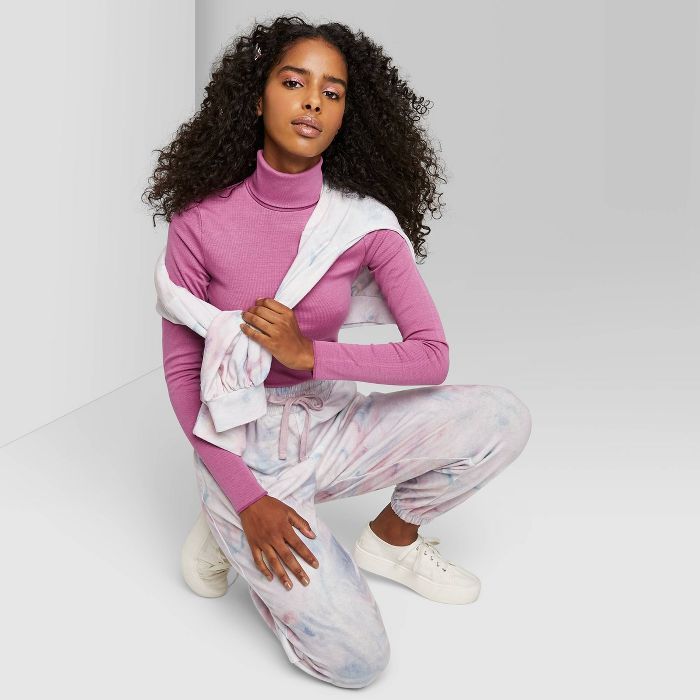 Women's Tie-Dye High-Rise Marbled Jogger Sweatpants - Wild Fable™ White/Pink | Target