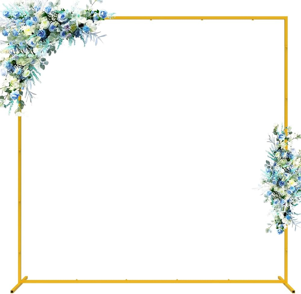 Wokceer Wedding Arch Backdrop Stand Square 6.6FTx6.6FT Gold Metal Balloon Arch Stand Garden Arbor... | Amazon (US)