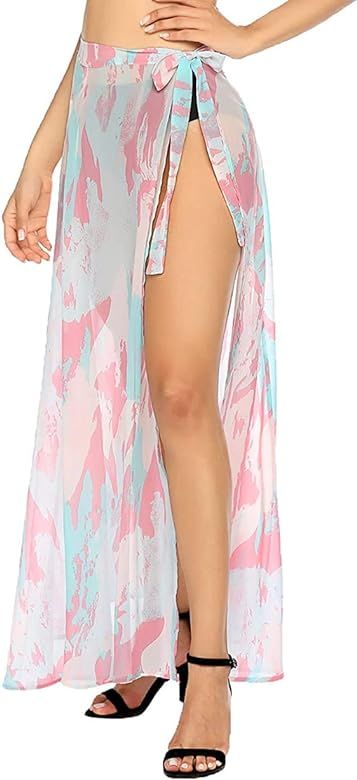 MAXMODA Women's Swimsuit Cover Up Skirt Summer Sheer Beach Wrap Swimwear Bikini Cover-Ups | Amazon (US)