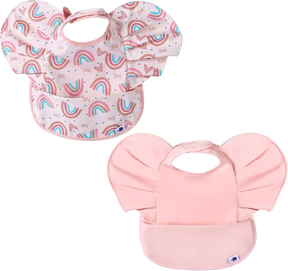 SPINFOX Waterproof Bibs for Baby, Washable Toddler Bibs for Eating, Baby Bibs with Food Catcher F... | Amazon (US)