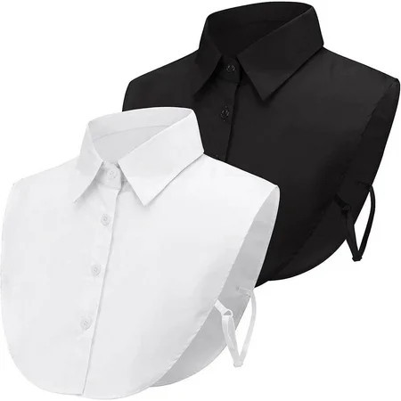 2 Pack Fake Collar Detachable Dickey Collar Classic Shirt Blouse Fake Collared Shirt for Women One Size | Walmart (US)