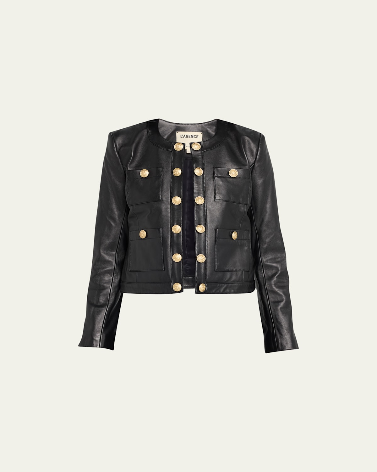 Jayde Collarless Leather Jacket | Bergdorf Goodman