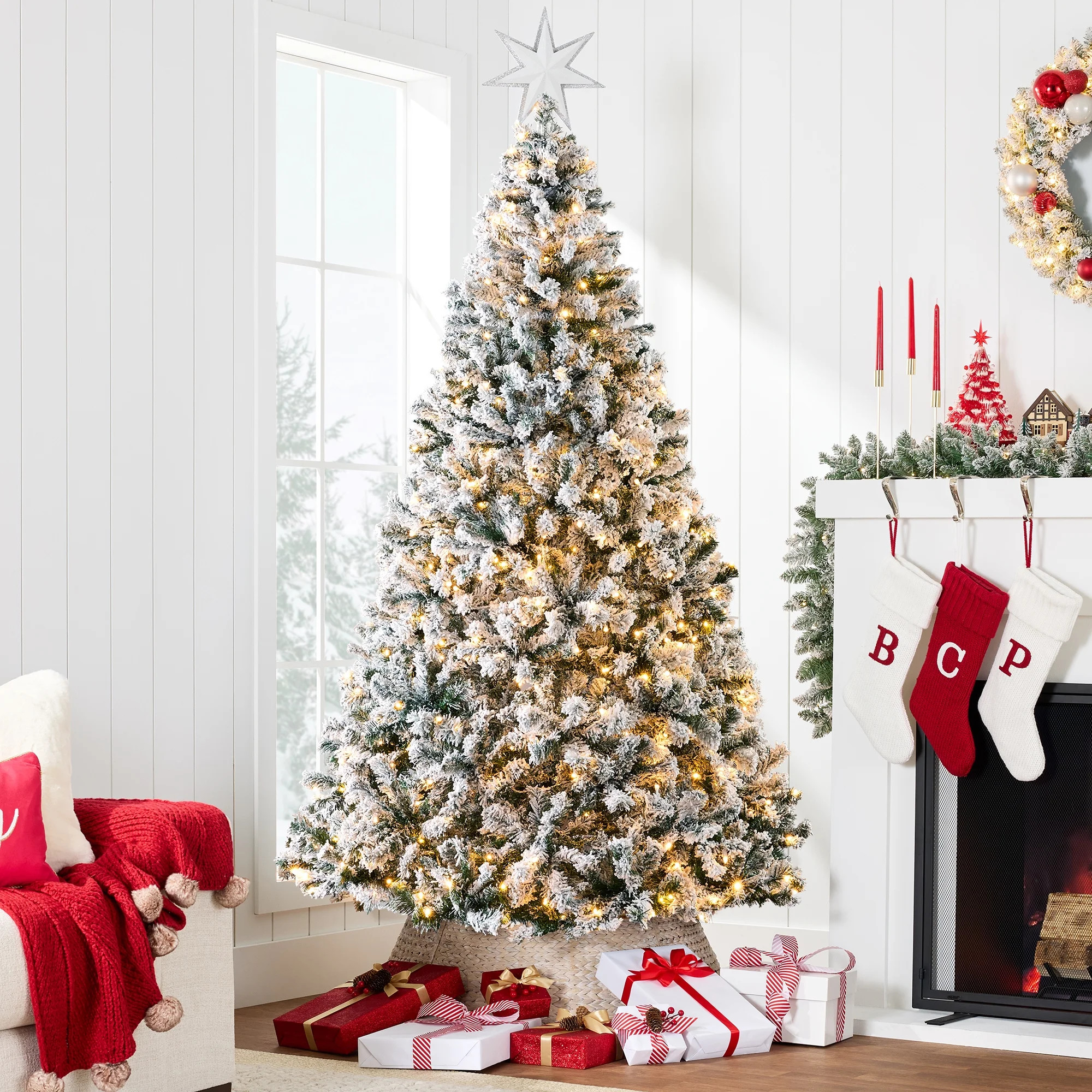 Best Choice Products 6 Foot Pre-Lighted Christmas Tree with Snow-Covered Branches, Warm White Lig... | Walmart (US)