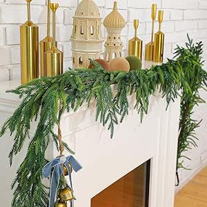 Christmas Garlands Norfolk Pine Garland Artificial Faux Greenery Garland for Holiday Indoor Mantl... | Amazon (US)