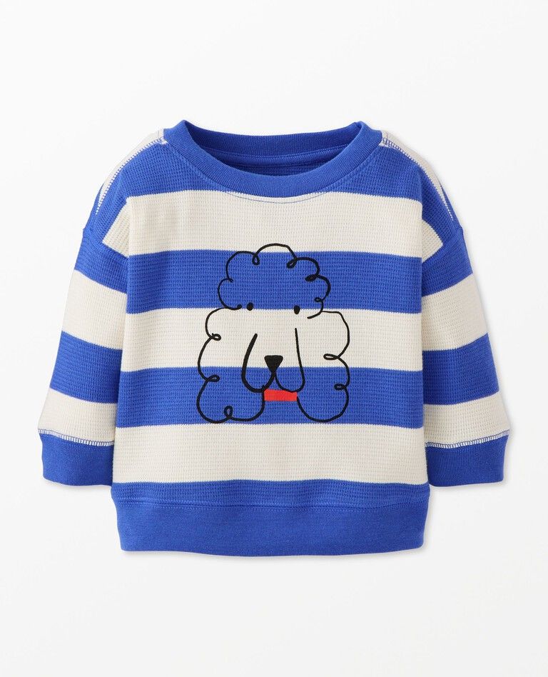 Baby Striped Graphic Waffle Knit Long Sleeve Top | Hanna Andersson