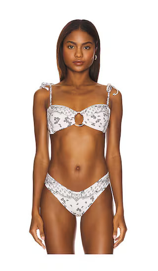 Montce Tori Ties Bandeau Bikini Top in Ivory. - size S | Revolve Clothing (Global)
