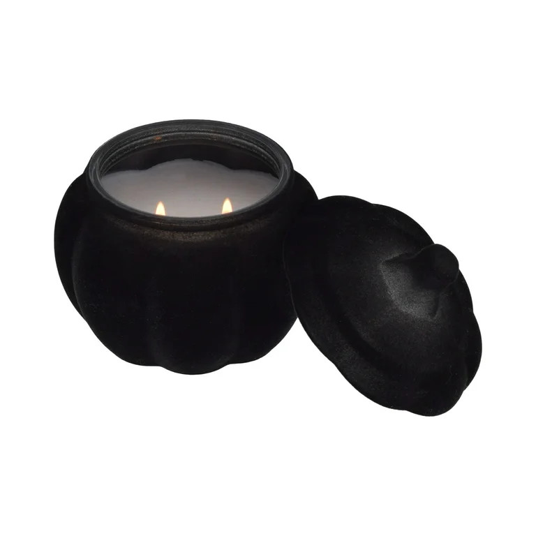 Better Homes & Gardens Warm Leathered Amber Scented 2-Wick 10oz (284.3 g) Medium Flocked Pumpkin ... | Walmart (US)