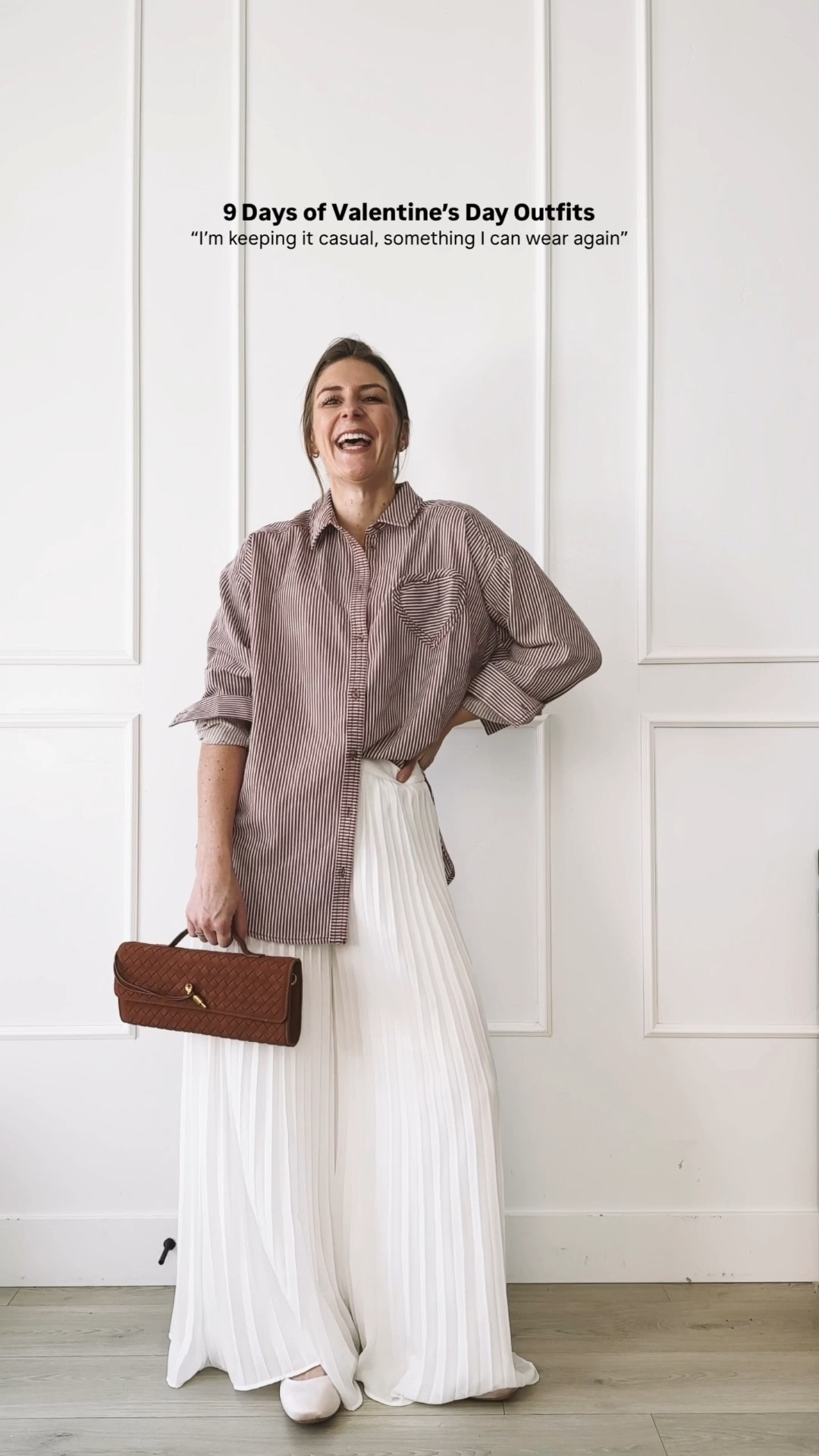 Wide-leg Valentine’s Day pants styled casually with a relaxed button-down—easy, comfy, and rewearable everyday outfit.

#LTKValentine #LTKgrwm #LTKootd