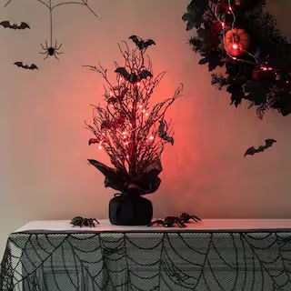 Glitzhome 20 in. H Halloween Lighted Bats Table Tree Decor 2006200011 - The Home Depot | The Home Depot