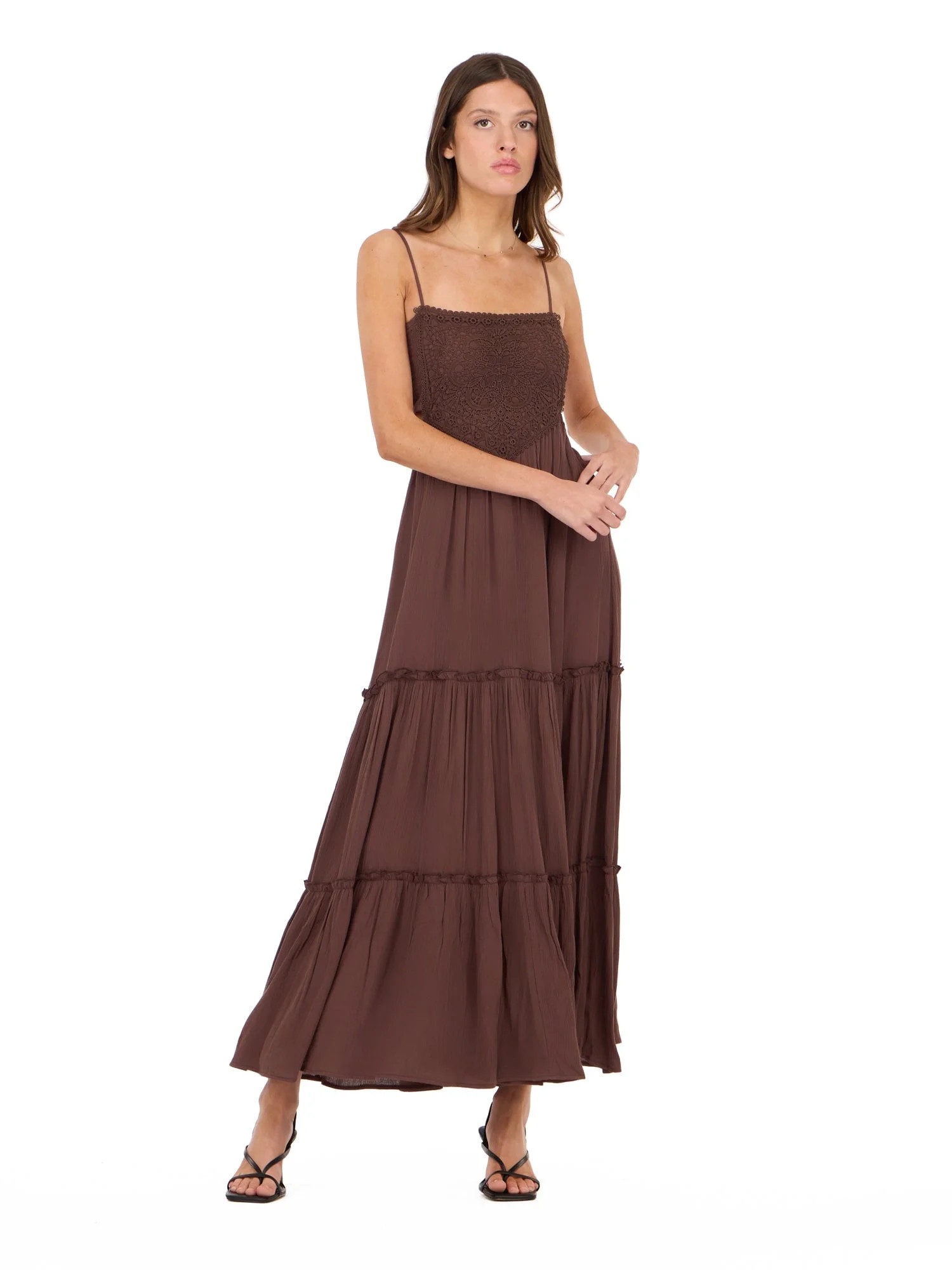 Forever 21 Women\u2019s Smocked Maxi Dress with Adjustable Spaghetti Straps, Tiered Skirt and Flo... | Walmart (US)