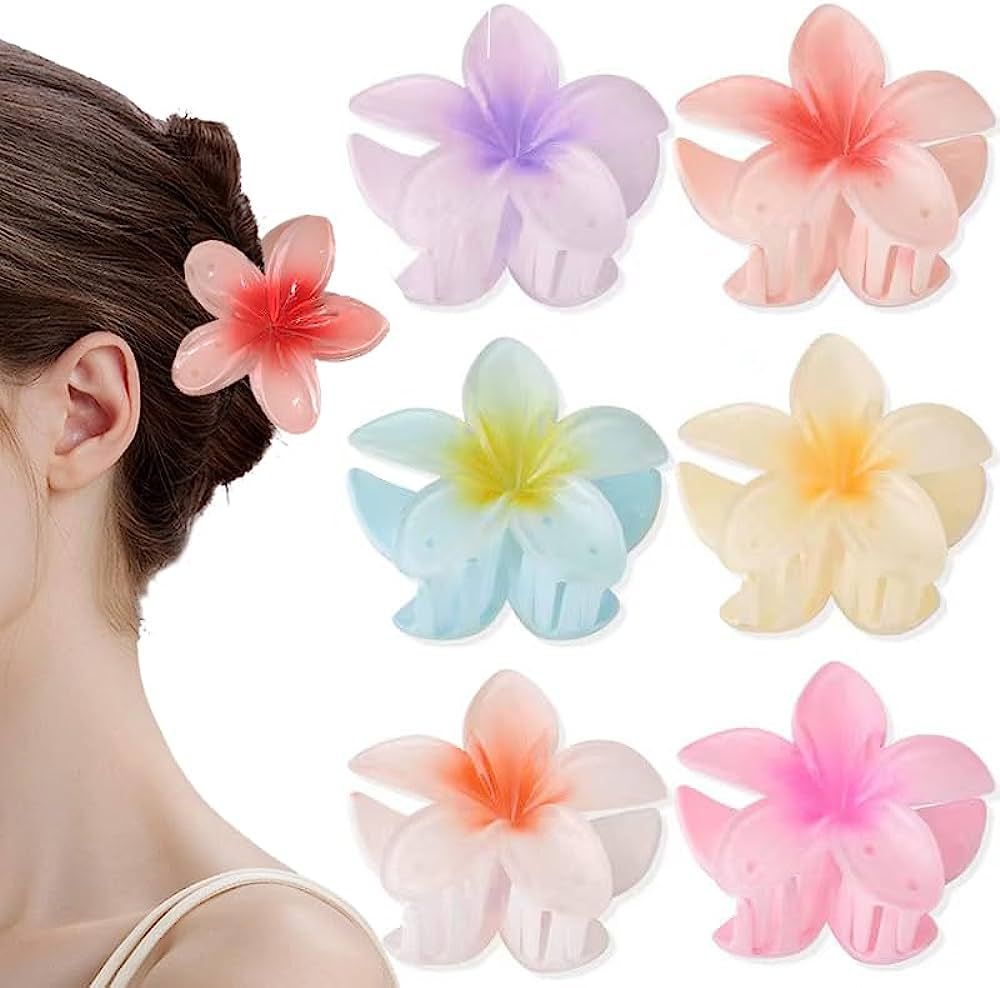 2024 New Flower Hair Clips,Hawaiian Flower Claw，Wonderful Gift,Strong Hold Claw Hair Clips for ... | Amazon (US)