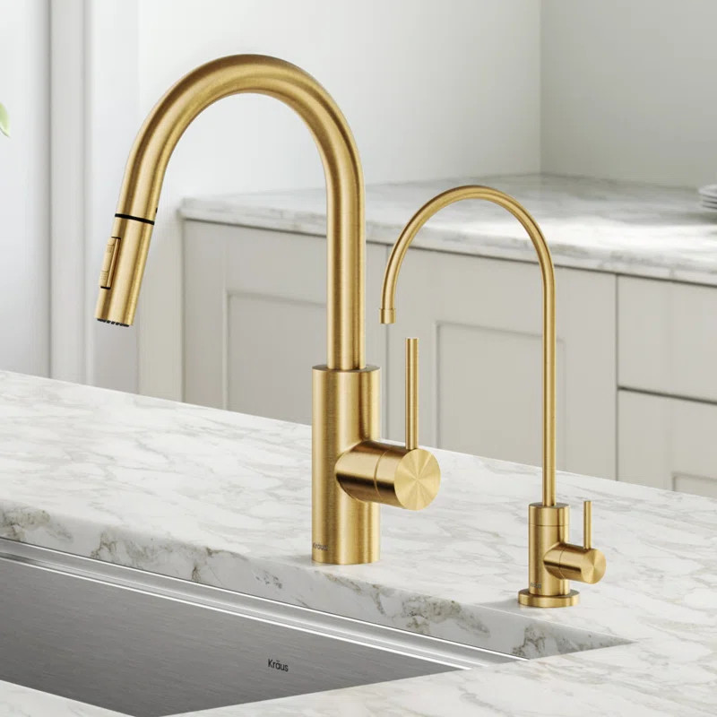 KRAUS Oletto Pull-Down Kitchen Faucet and Purita Water Filter Faucet Combo | Wayfair North America