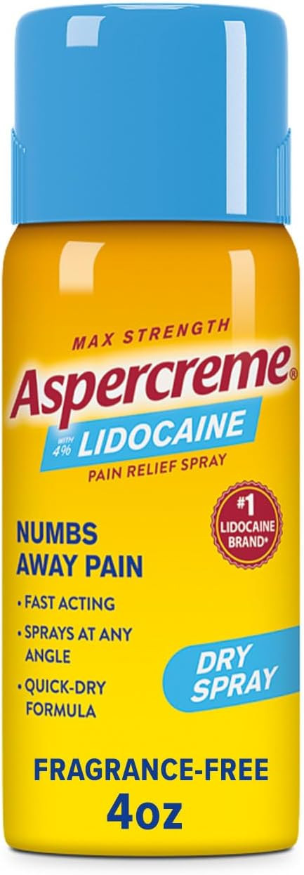 Aspercreme Lidocaine Dry Spray Soothes Aggravated Nerves, Numbing Topical Pain Relief Spray with ... | Amazon (US)
