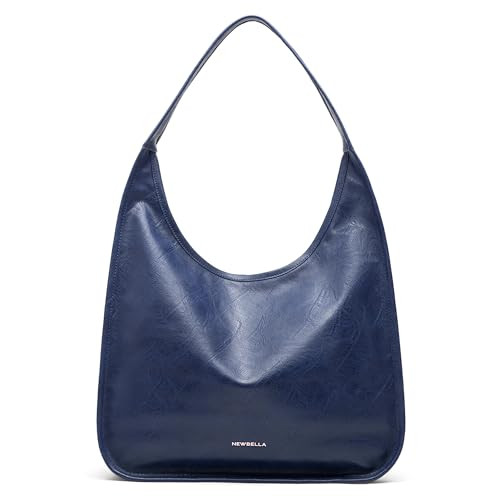 NEWBELLA Women's Hobo Handbags - Soft PU Leather Shoulder Tote Purses with Zipper for Stylish and Functional Everyday Use (Blue) | Amazon (US)